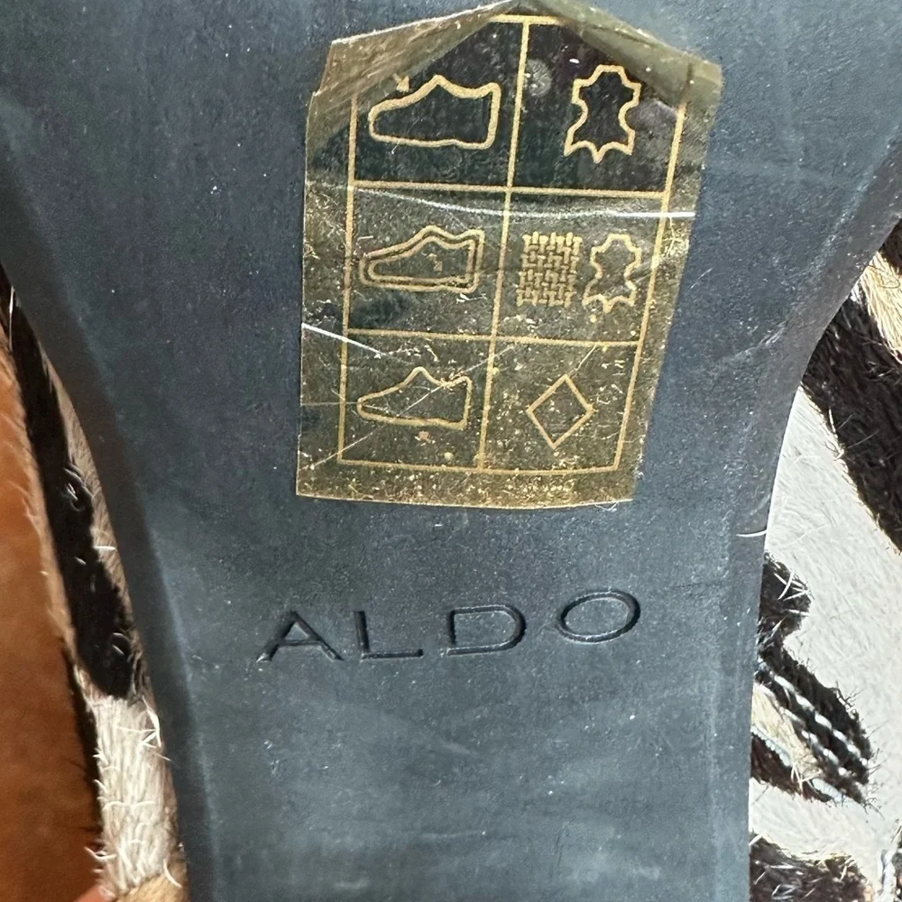 Aldo Chic Leopard Print Calf Hair Leather Heeled Ankle Boots Sz 7M